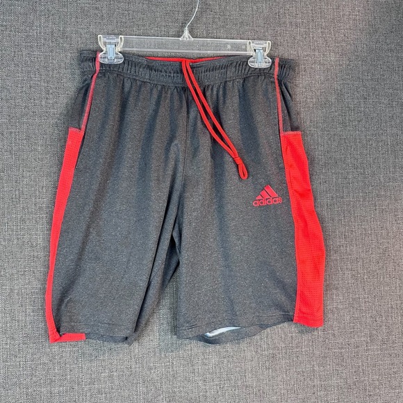 adidas Other - Adidas Gray Red Athletic Soccer Gym Workout Shorts Men's Size M ClimaCool